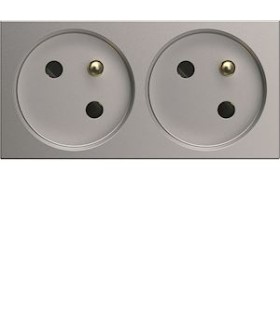Prise spéciale goulotte double Gallery 2P+T 16A titane