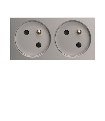 Prise spéciale goulotte double Gallery 2P+T 16A titane