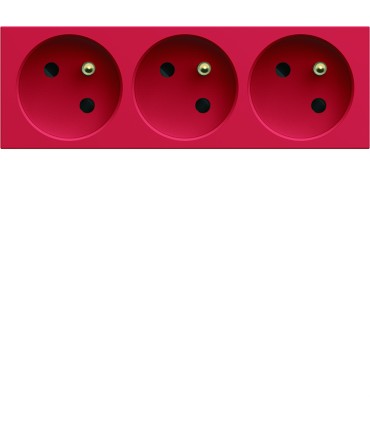 Prise spéciale goulotte triple Gallery 2P+T 16A rouge