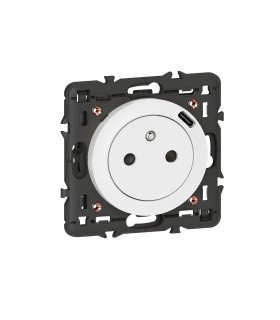 Prise Surface Céliane avec chargeur USB Type C support et enjoliveur blanc