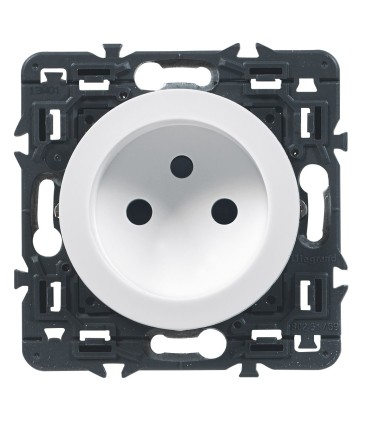 Prise Céliane sans terre livrée avec support et enjoliveur Blanc