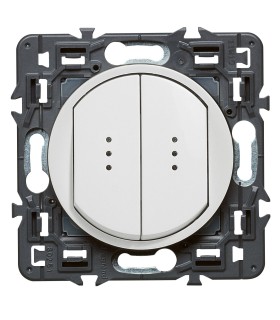 Double interrupteur lumineux va-et-vient Soft Céliane enjoliveur Blanc