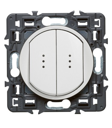 Double interrupteur lumineux va-et-vient Soft Céliane enjoliveur Blanc