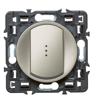 Interrupteur témoin Céliane ou va-et-vient, avec voyant et enjoliveur Titane