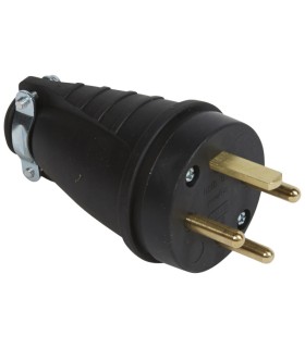 Fiche caoutchouc 3P+T 20A à sortie droite avec anneau de suspension