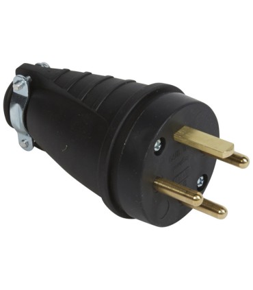 Fiche caoutchouc 3P+T 20A à sortie droite avec anneau de suspension