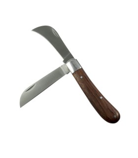 Couteau d'électricien 2 lames manche bois