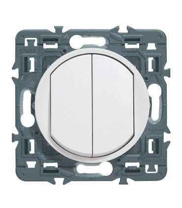 Double interrupteur va-et-vient Céliane 10A enjoliveur blanc