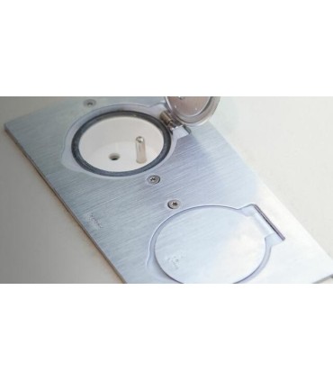 Double Prise de Sol 2P+T Rectangulaire - Inox Brossé / Legrand