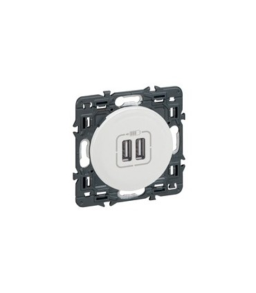 Double chargeur USB Type A Céliane, enjoliveur BLANC
