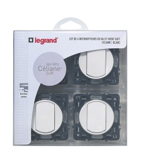 4 interrupteurs va-et-vient Céliane enjoliveur blanc