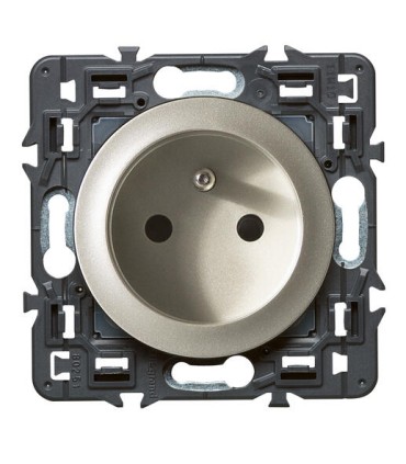 Prise 2 P+T Céliane enjoliveur TITANE