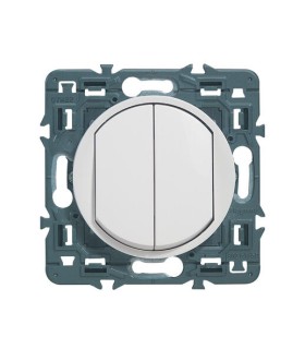 Poussoir + interrupteur va-et-vient Céliane enjoliveur BLANC