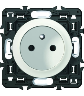 Prise 2P+T spéciale rénovation connexion à vis enjoliveur BLANC