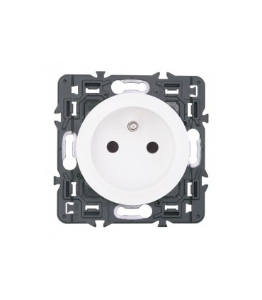 Prise 2P+T Céliane bornes automatiques enjoliveur blanc