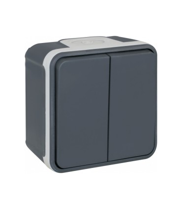 Double interrupteur va et vient OXXO GRIS étanche IP55