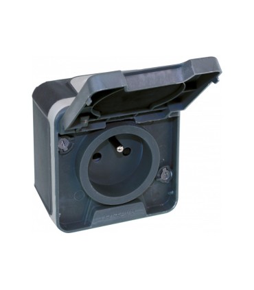 Prise 2P+T OXXO grise étanche IP55