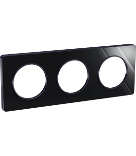 Plaque Odace Touch, Miroir brillant fumé avec liseré Anthracite 3 postes entraxe 71mm