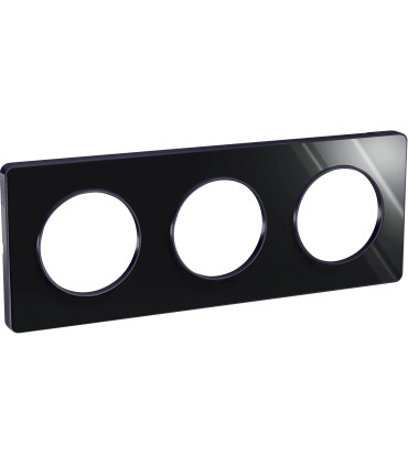 Plaque Odace Touch, Miroir brillant fumé avec liseré Anthracite 3 postes entraxe 71mm