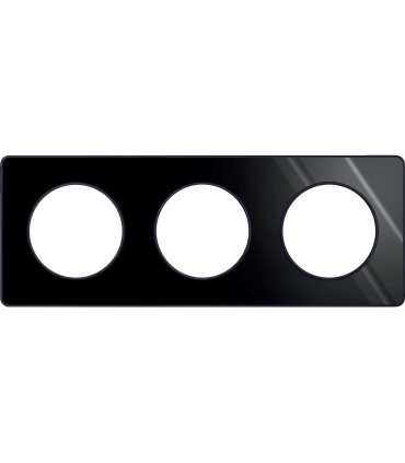 Plaque Odace Touch, Miroir brillant fumé avec liseré Anthracite 3 postes entraxe 71mm