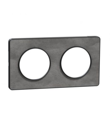 Plaque Odace Touch, Ardoise liseré Anthracite 2 postes horiz/vert. entraxe 71mm