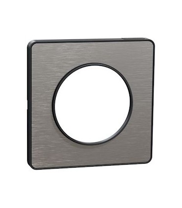 Plaque Odace Touch Aluminium brossé liseré Anthracite 1 poste