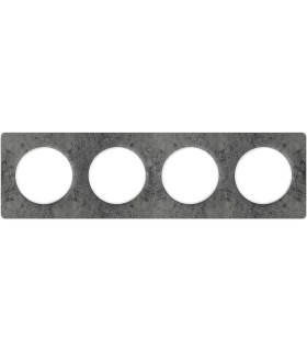 Plaque Odace Touch Pierre Galet liseré Alu 4 Postes entraxe 71mm