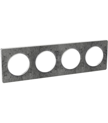 Plaque Odace Touch Pierre Galet liseré Alu 4 Postes entraxe 71mm