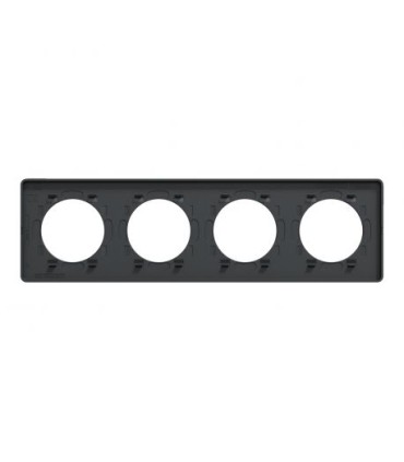 Plaque Odace Touch, Alminium brossé liseré Anthracite 4 postes horiz./vert. 71mm