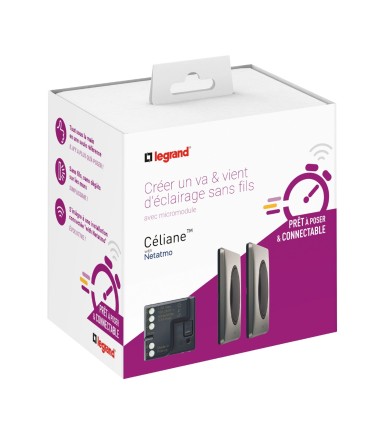 Prêt à poser - 1 micromodule + 2 commandes sans fil Céliane Graphite / Legrand