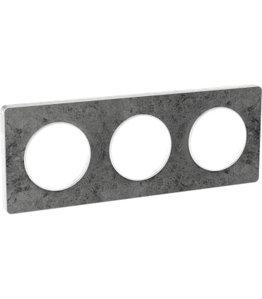 Plaque Odace Touch Pierre Galet  liseré Blanc 3 Postes entraxe 71mm
