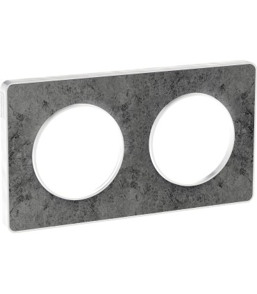 Plaque Odace Touch Pierre Galet 2 Postes entraxe 71mm avec liseré Blanc