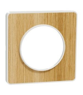 Plaque Odace Touch Bois Naturel avec liseré blanc 1 Poste