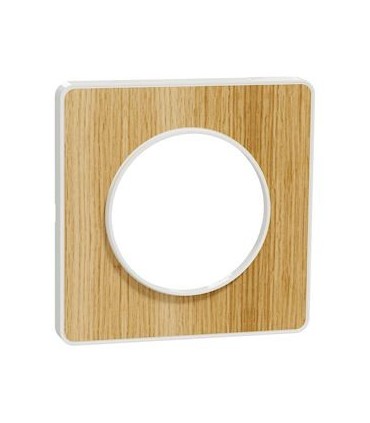 Plaque Odace Touch Bois Naturel avec liseré blanc 1 Poste