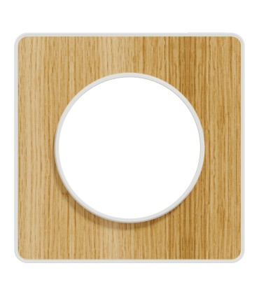 Plaque Odace Touch Bois Naturel avec liseré blanc 1 Poste