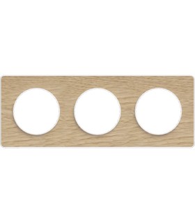 Plaque Odace Touch Bois Naturel liseré blanc 3 Postes entraxe 71mm