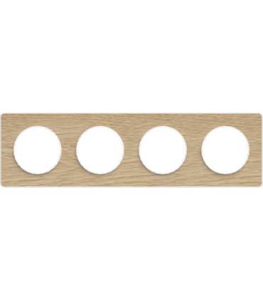 Plaque Odace Touch Bois Naturel liseré blanc 4 Postes entraxe 71mm