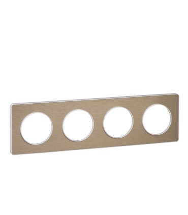 Plaque Odace Touch Bronze Brossé liseré blanc 4 Postes entraxe 71mm
