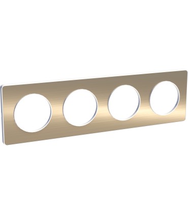 Plaque Odace Touch Bronze Brossé liseré blanc 4 Postes entraxe 71mm