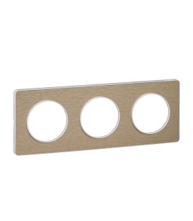Plaque Odace Touch Bronze Brossé liseré blanc 3 Postes entraxe 71 mm