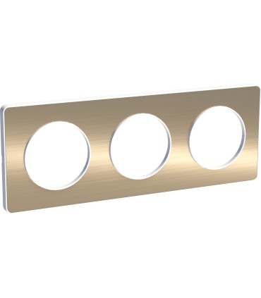 Plaque Odace Touch Bronze Brossé liseré blanc 3 Postes entraxe 71 mm