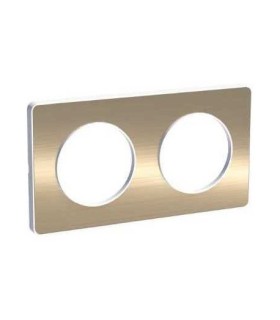 Plaque Odace Touch Bronze Brossé liseré blanc 2 Postes entraxe 71mm