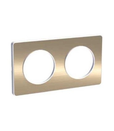 Plaque Odace Touch Bronze Brossé liseré blanc 2 Postes entraxe 71mm