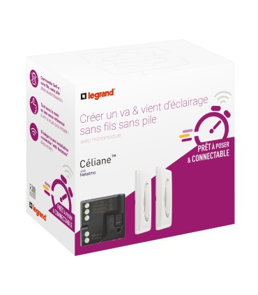 Pret a poser Celiane 2 commandes sans fils sans pile + 1 micromodule - blanc