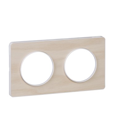 Plaque Odace Touch Bois Nordique liseré blanc 2 Postes entraxe 71mm