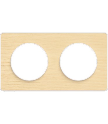 Plaque Odace Touch Bois Nordique liseré blanc 2 Postes entraxe 71mm
