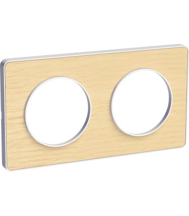 Plaque Odace Touch Bois Nordique liseré blanc 2 Postes entraxe 71mm