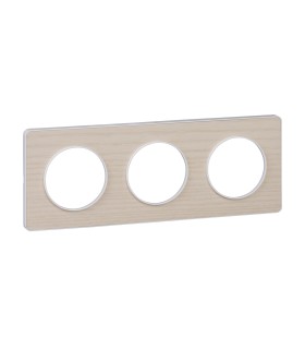 Plaque Odace Touch Bois Nordique liseré blanc 3 Postes entraxe 71mm