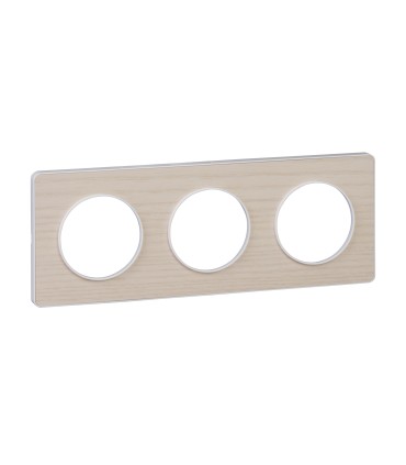 Plaque Odace Touch Bois Nordique liseré blanc 3 Postes entraxe 71mm
