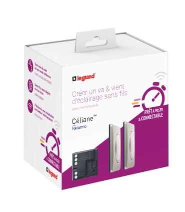 Prêt à poser - 1 micromodule + 2 commandes sans fil Céliane Titane / Legrand
